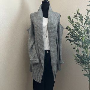 Lane Bryant Gray Knit Cardigan with Open Shoulder (Cardigan only)